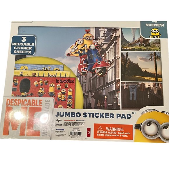 2 Despicable Me Minion Made JUMBO STICKER PADS 3 Reusable Sticker Sheets NEW - Picture 2 of 3